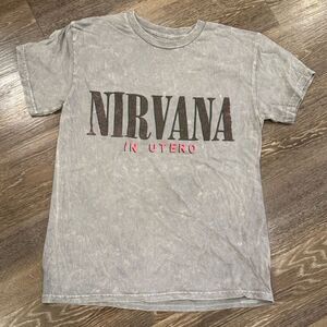 NIRVANA (Kurt Cobain) acid wash Gray Tee size Small (read description)